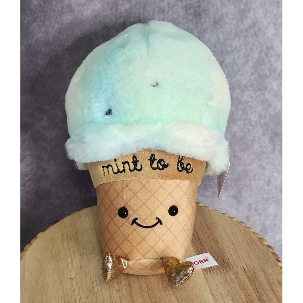 Aurora Mint To Be Ice Cream Cone Cute Beanbag Plush‎ Stuffed Animal Toy 8.5" NEW